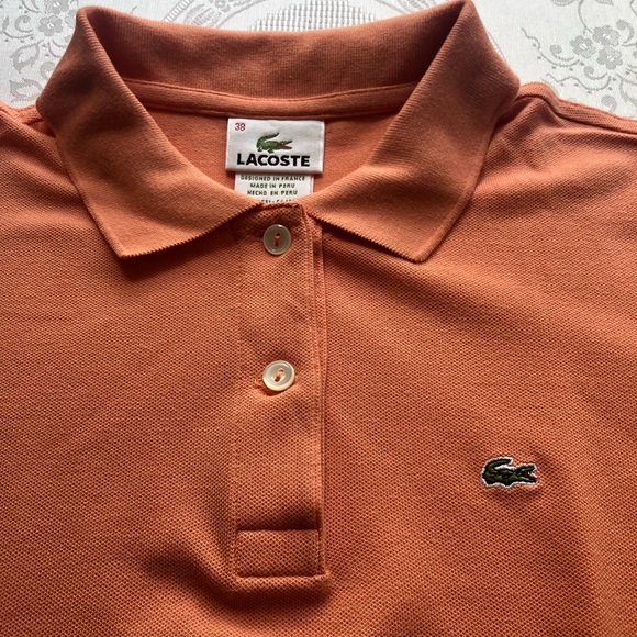 Lacoste Kids Girls Size 38(XS-S) Peach Polo Shirt Small Logo Short Sleeves Top - Picture 9 of 16